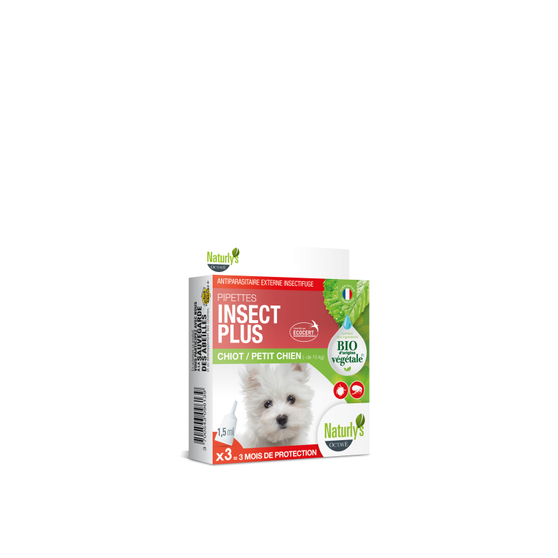 Pipette antiparasitaire Chiot/Petit chien (-15kg) Naturlys