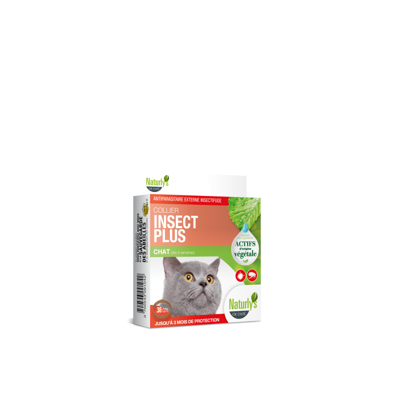 Collier Insect Plus anti tiques et puces pour chat Naturlys